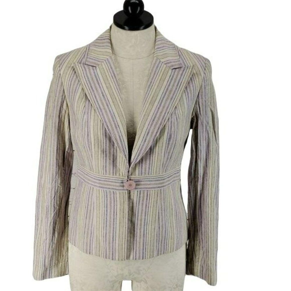 Isabel & Nina Juniors Striped size 7 Shoulder Pads Business Office Jacket blazer